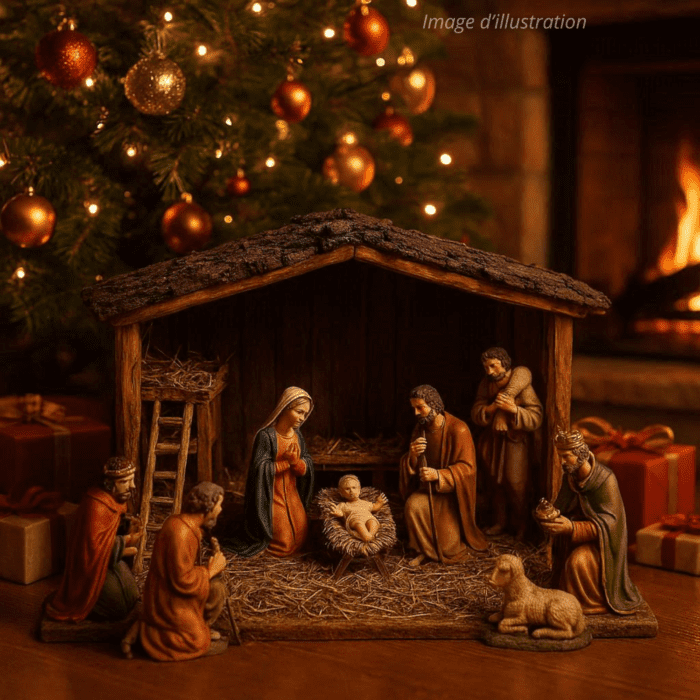 Crèche De Noël En Bois 16 Pièces Inware - Étable Avec Personnages Et Étoile De Bethléem